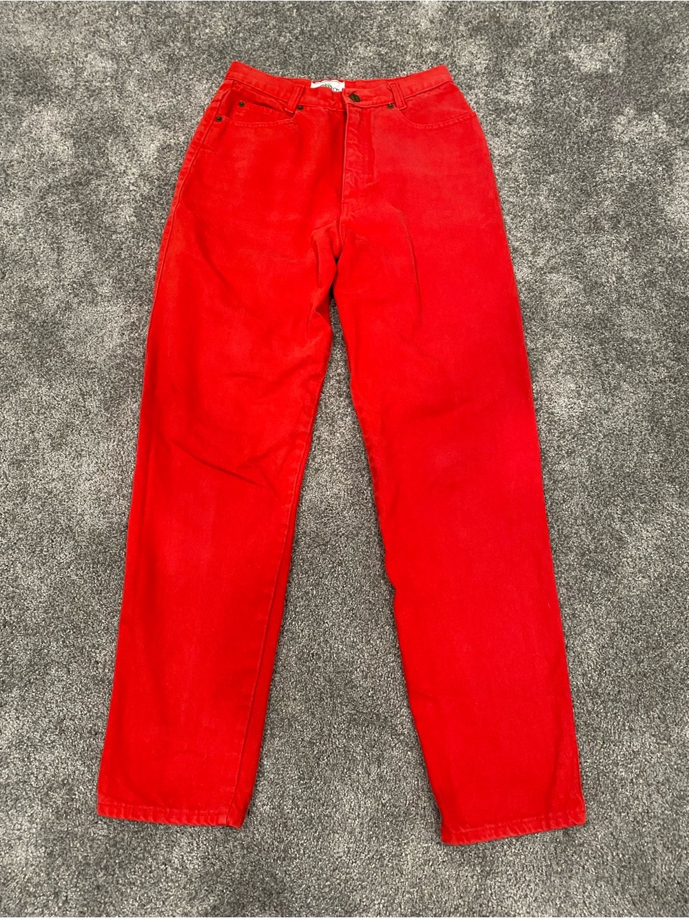 Vintage Palmettos High Waisted Red Jeans Light Wash Tapered Leg USA Made Size 11